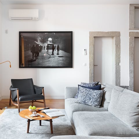 Cosy up in the living room after a busy day of discovering Lisbon