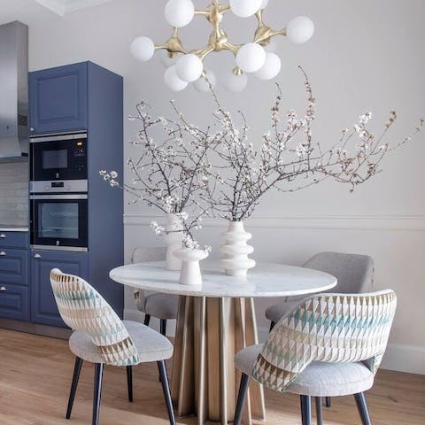 Share delicious meals at the stylish dining table