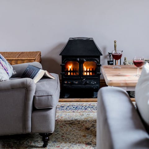 Hunker down in front of the wood-burning stove on chilly days