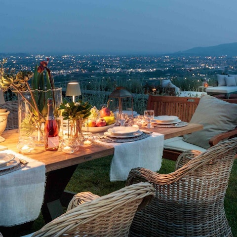 The panoramic views of the city and surrounding countryside.