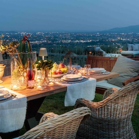 The panoramic views of the city and surrounding countryside.