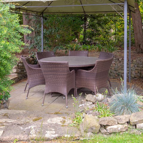 Relax amidst the leafy nature of the garden when the weather is kind