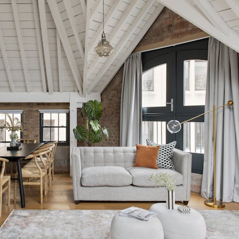 Take in the home's timber rafters and yesteryear charm