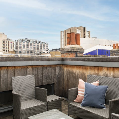 Scan London's horizon from the rooftop terrace