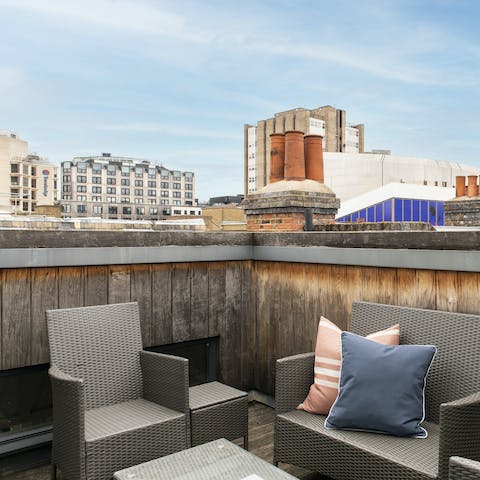 Scan London's horizon from the rooftop terrace