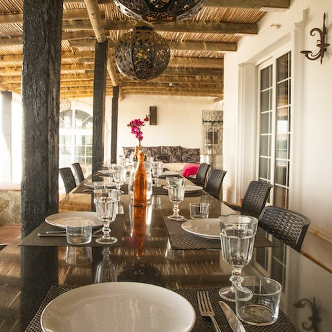 Dine in style on the covered terrace