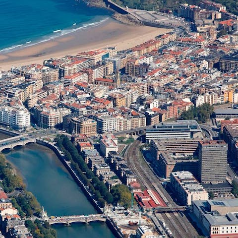 Head to the nearby sandy beach for a dip in the sea