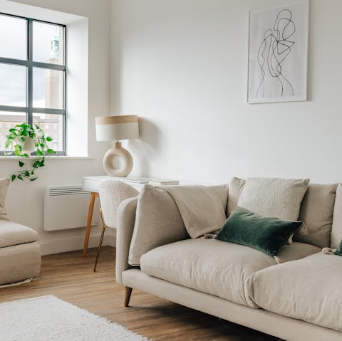 Sprawl out on the plush sofa and relax after exploring the medieval lanes