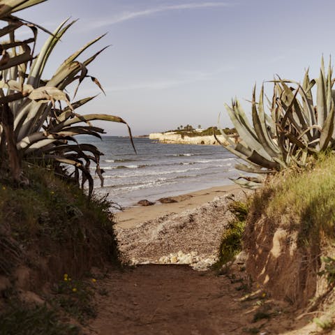 Spend a sunny afternoon at the beach, just 100 metres away