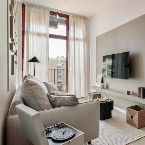Listen to a record while lounging on the sofa