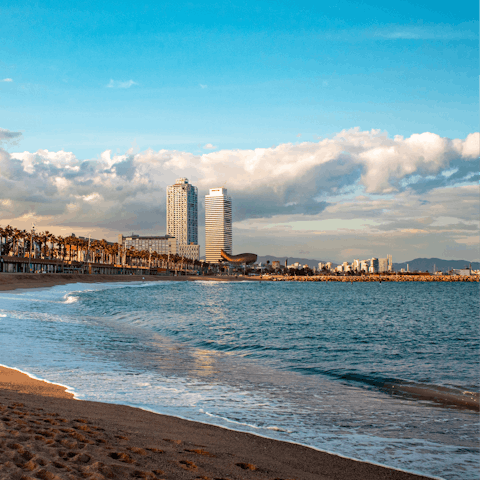 Walk on the golden sands of San Sebastian beach, only a 20–minute drive away