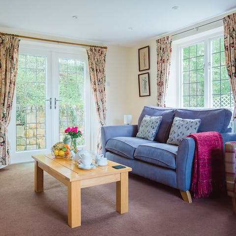 Open up the French doors onto the private courtyard for morning coffees