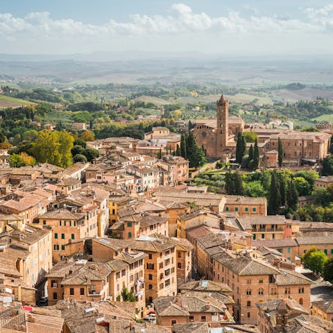 Drive into the centre of Siena, twenty-two minutes away