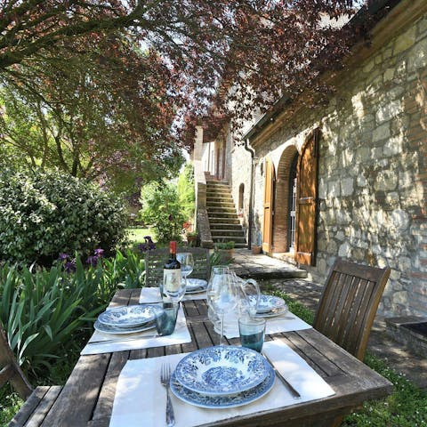 Dine alfresco in the private section of outdoor space