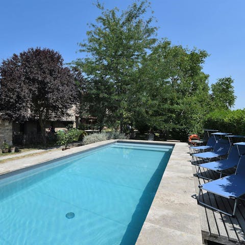 Enjoy the communal pool in the shared gardens