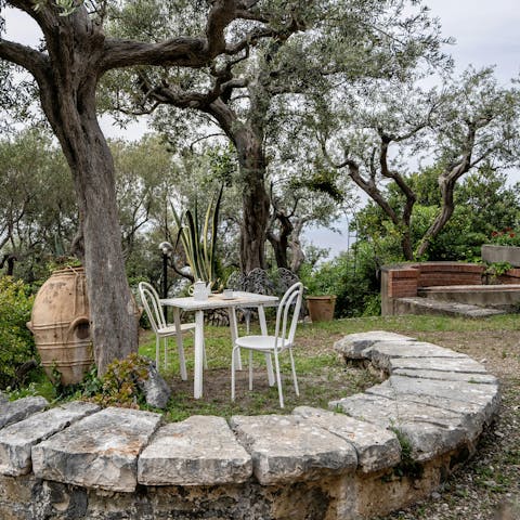 Find a quiet spot for drinks in the leafy garden