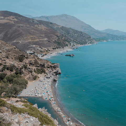 Enjoy a day at Preveli Beach – just a short drive away