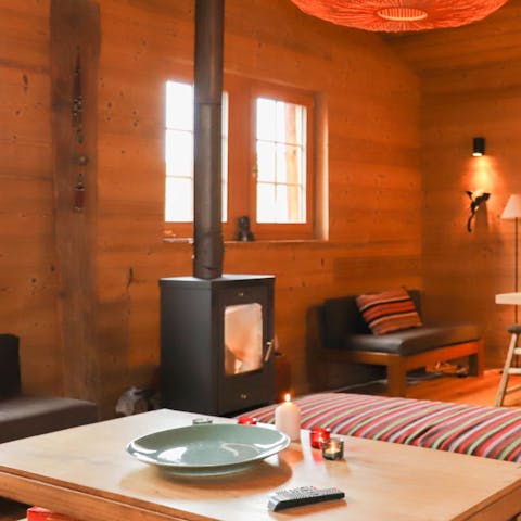 Keep toasty in front of the wood burning stove