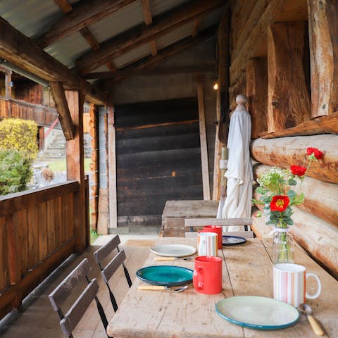 Eat outside on the private balcony