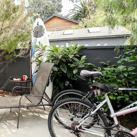 Feel free to borrow the bikes, bodyboards, or any other beach gear