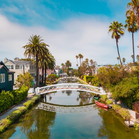 Stroll fifteen minutes down to the beautiful Venice Canals