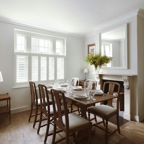 Gather for evening drinks in the dining room