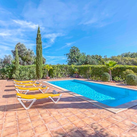 Drop your bags and dive right into the private pool to cool off from the sun