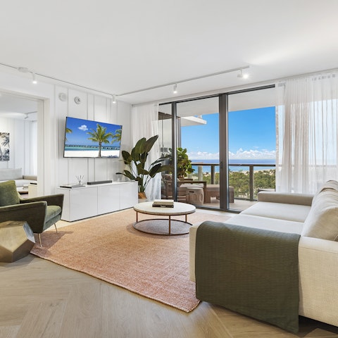 Chill on the sofa in the open-plan living space