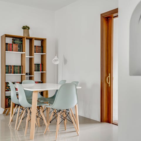 Sit down for a laidback meal in the chic dining area