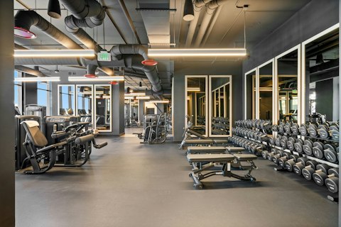 Train in the well-equipped shared fitness centre