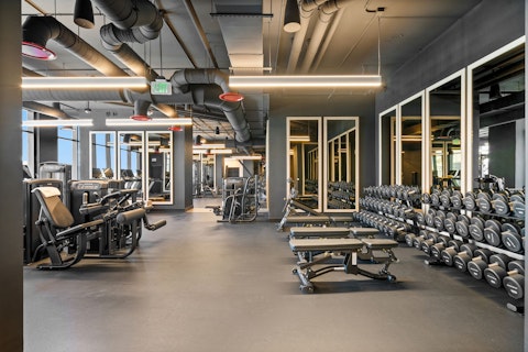 Train in the well-equipped shared fitness centre