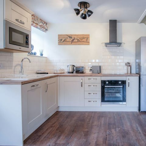 Cook up meals in the large kitchen