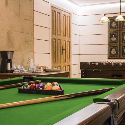 Practise your pool skills in the games room