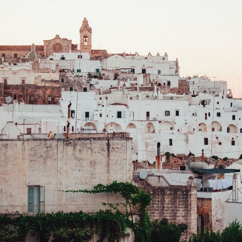 Stay just under a fifteen-minute drive from historic Ostuni
