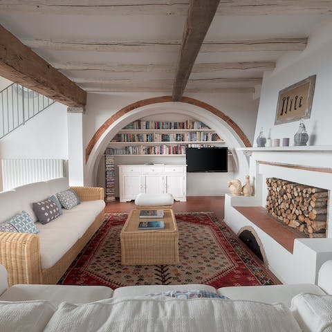 Grab a book and curl up by the fireplace