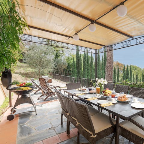 Fire up the barbecue on the covered terrace