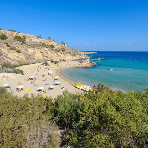 Pass a carefree afternoon on one of the beaches that line the Protaras coastline