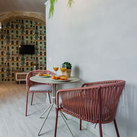 Enjoy some Sicilian cuisine in the dining table