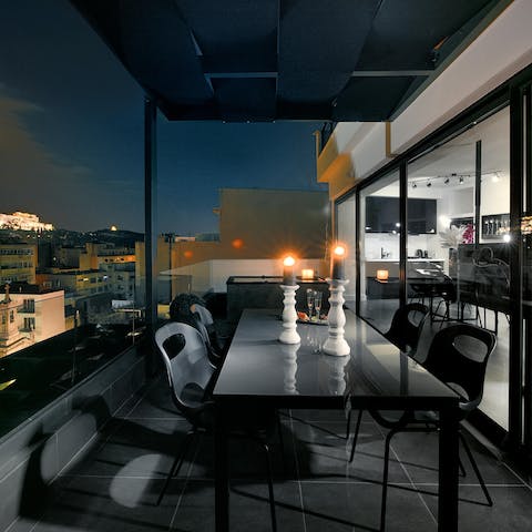 Dine in style on your private, outdoor terrace – anyone for an olive?