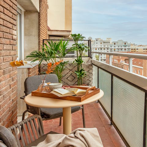 Watch the sun go down on the private balcony, a glass of Cava in hand