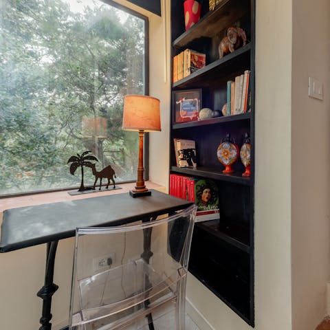 Get some work done at the desk in the bedroom