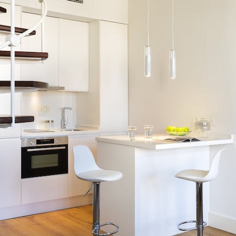 Enjoy a quick coffee at the breakfast bar before setting off