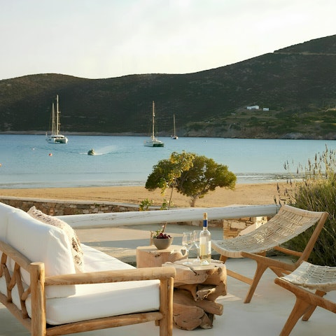 Relax on the shared terrace with a bottle of wine