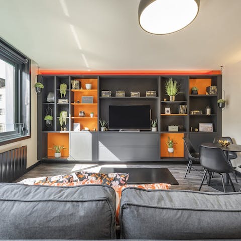 Chill out in a bright living space, where you can log into Netflix