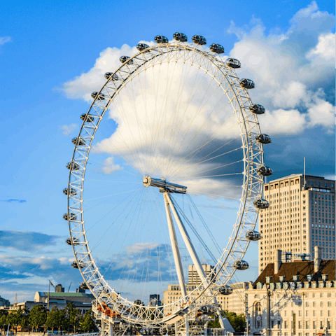 View the city from the London Eye, only fifteen minutes away