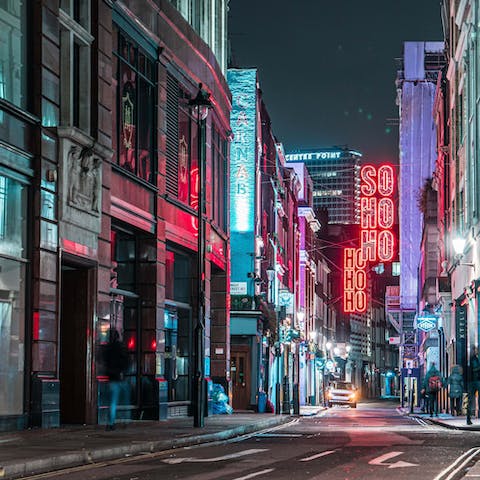 Explore trendy Soho, famous for its nightclubs and theatres