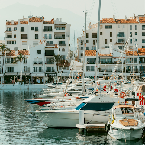 Stroll to the marina in Puerto Banús, just a five-minute walk away