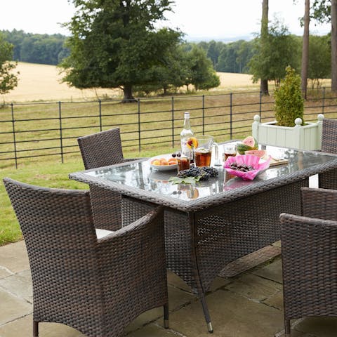 Enjoy an aperitif on the patio – Pimms anyone?