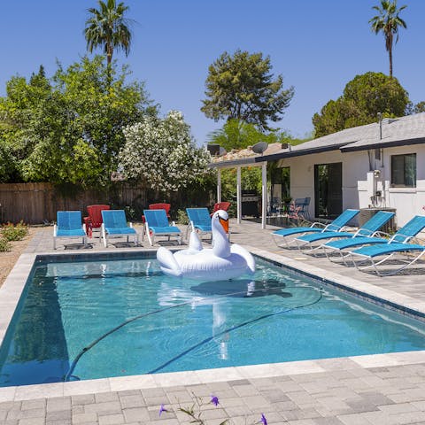 Float in the private pool as you soak up the sun