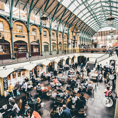 Discover Covent Garden, a ten-minute walk away